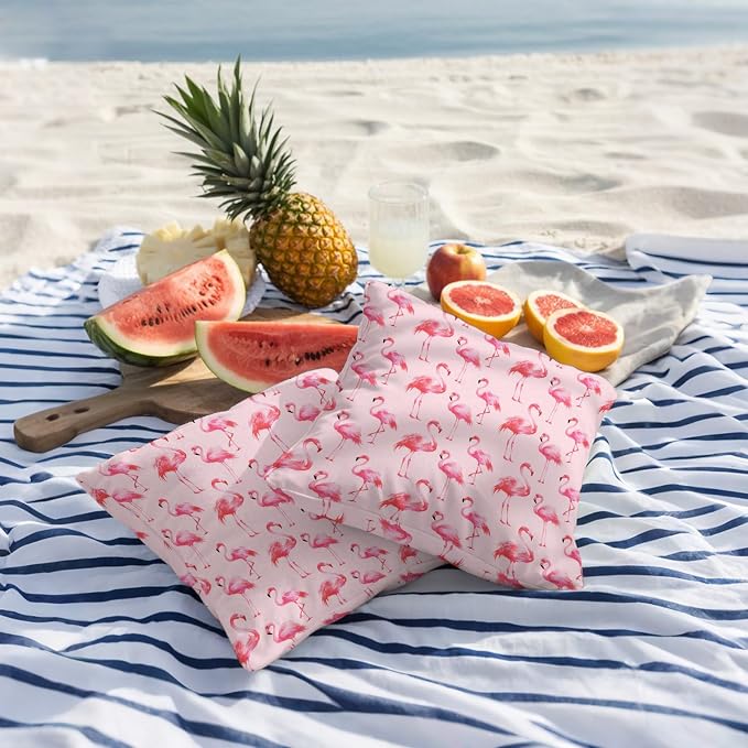 Pink Flamingo Outdoor Pillow Covers 26x26 Inch Throw Pillow Covers Set of 2 Waterproof Decorative Pillow Cases Summer Animals Cushion Covers for Patio Furniture Garden Couch Sofa