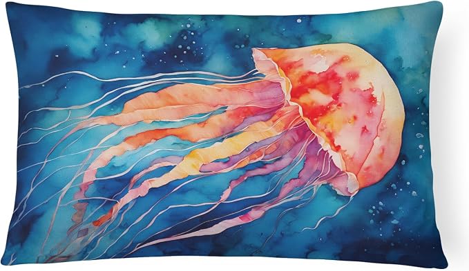 Caroline's Treasures DAC2790PW1216 Jellyfish Throw Pillow Machine Washable, Indoor Outdoor Decorative Pillow for Couch, Bed or Patio, 12HX16W
