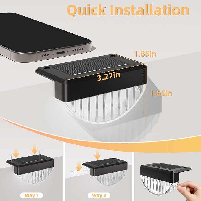VOLISUN 24 Pack Solar Deck Lights Outdoor, Warm White LED Solar Step Lights for Outside, Waterproof Fence Light for Patio, Deck, Stairs, Yard, Pool and Porch (Black)
