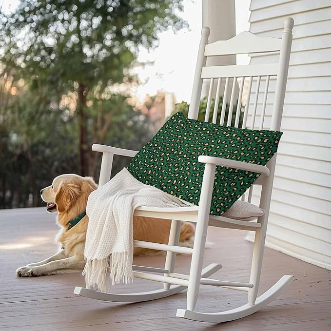 Vandarllin Outdoor Throw Pillows Covers 20x12 inch Set of 2 Waterproof Green Leopard Print Decorative Zippered Cushion Covers for Patio Furniture, Luxury Animal Fur Pattern Lumbar Pillowcases