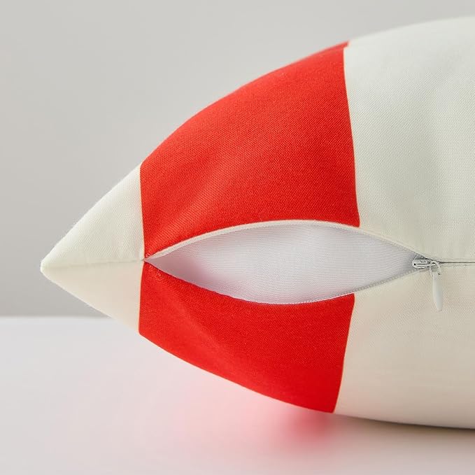 Allorry Outdoor Pillow Covers 20x20 Orange Red Striped Outdoor Decor 007G20 | Striped Pillow Covers|for Spring Summer Outdoor Waterproof Garden Patio Furniture Sofa Bed Home Decor