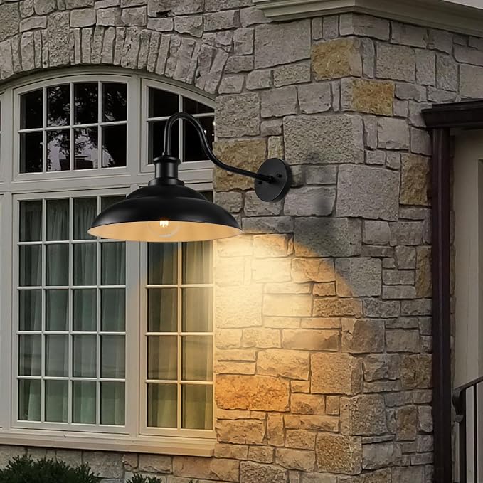Outdoor Barn Light Fixture, 16 Inch Dome Large Wall Sconce Farmhouse Exterior Wall Mount Light for House Garage Patio Doorway
