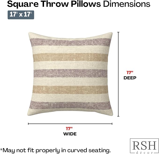 RSH DECOR Square Throw Pillows Set of 4, 17" x 17", Outdoor Pillows Waterproof, Outdoor Pillow Covers, Pillow Covers for Couch, Paris Lavendar, Made in USA