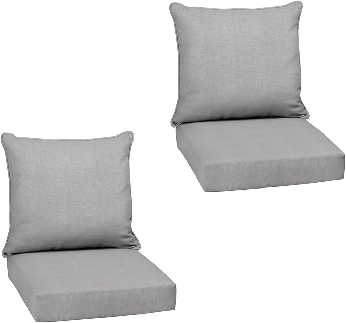 Arden Outdoor Deep Seat Cushion Set, 2-Pack, 24x24, Paloma Woven Texture | SDP Fabric, Outdoor Sofa, Couch, Conversation Set, Weather-Proof, Rain-Proof, Mold and Mildew Resistant
