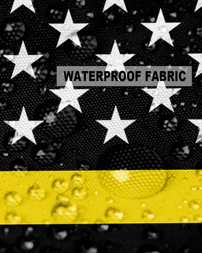 Outdoor Waterproof Pillow Covers Set of 2, Thin Yellow Line Gold Emergency Dispatchers Truck Flag Patio Throw Pillow Covers, Decorative Cushion Case for Couch Sofa Furniture Garden, 16x16 Inch