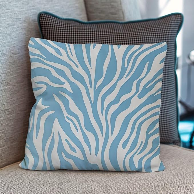 Cushion Cases Blue Tiger Print Cushion Cover Classic Animal Tiger Print Pillow Cover Accent Farmhouse Decor Pillow for Couch Sofa Bedroom Car 24x24 in