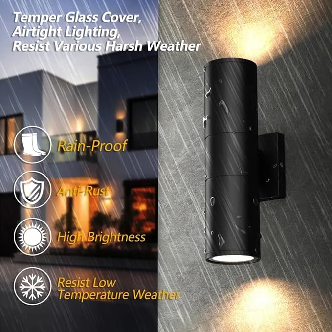 4Pack 14inch LED Square Up & Down Wall Lights,14W Outdoor Wall Light 4000K Day White Aluminum Body Waterproof IP65 LED Exterior Light Fixtures Wall Mount for House Patio Garage Garden.
