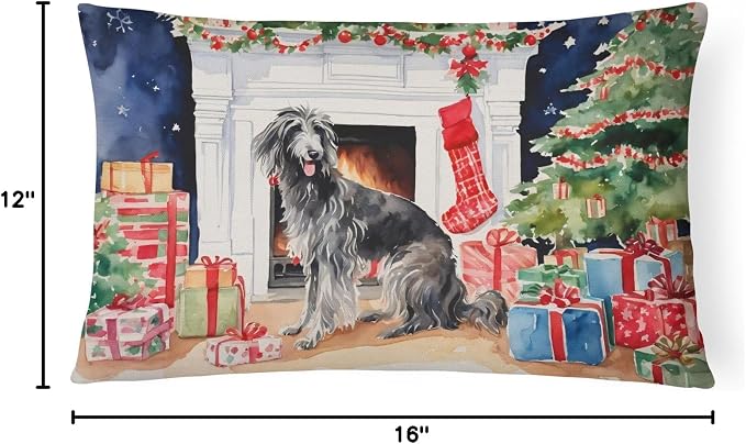 Caroline's Treasures DAC2742PW1216 Scottish Deerhound Cozy Christmas Throw Pillow Machine Washable, Indoor Outdoor Decorative Pillow for Couch, Bed or Patio, 12HX16W
