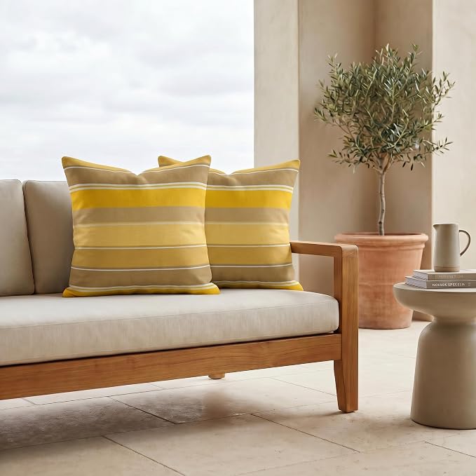 RSH DECOR: Sunbrella Square Throw Pillows Set of 2 | 24" x 24" | Water and Fade-Resistant Performance Fabric | Outdoor Pillow Covers with Down-Alternative Inserts | Made in USA (Martinez Pineapple)