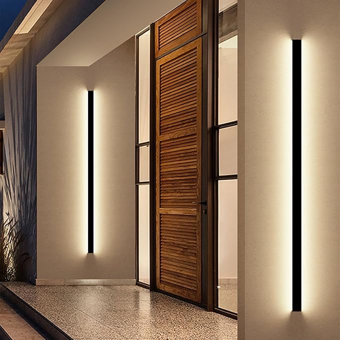 Light Fixture Wall Outdoor - 79inch Black Exterior Sconces, Outside Garage Exterior Lights, Dimmable Modern Outdoor Wall Mount Lighting for House, Porch, Patio, Front Door, Corridor