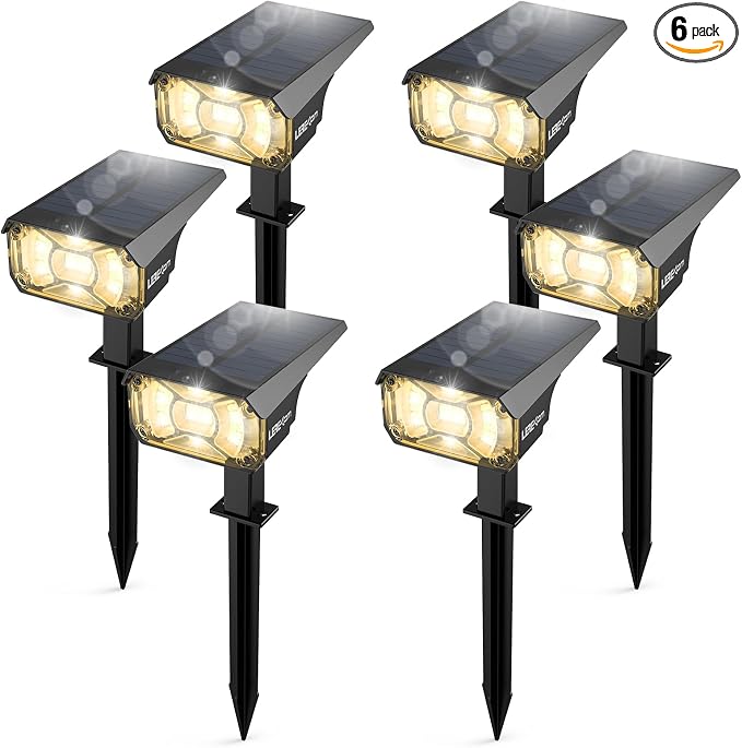 LEREKAM 3 Brightness Modes Solar Outdoor Lights with Super Bright 40LEDs, 360 Adjustable Lighting Angle, USB Charging, Longer Working Time, Waterproof, Patio, Porch, Driveway