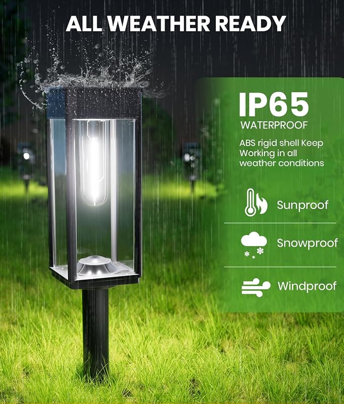 BITPOTT Bright Solar Pathway Lights Outdoor Waterproof IP65, 8 Pack Auto On/Off Solar Outdoor Lights for Path, Yard, Landscape, Lawn, Patio, Walkway, Driveway, Garden Decor Lighting Solar Powered