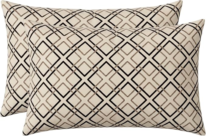 RSH DECOR: Sunbrella Lumbar Throw Pillows Set of 2 | 20" x 12" | Water and Fade-Resistant Performance Fabric | Outdoor Pillow Covers with Down-Alternative Inserts | Made in USA (Dwell Mahogany)