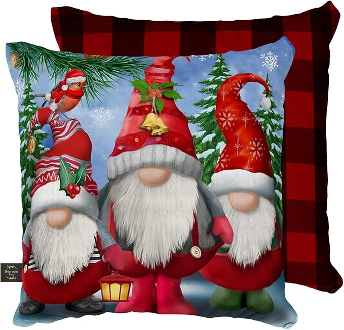Briarwood Lane Winter Indoor/Outdoor Pillow 17x17 Winter Gnomes Christmas Decorative for Christmas Pillow