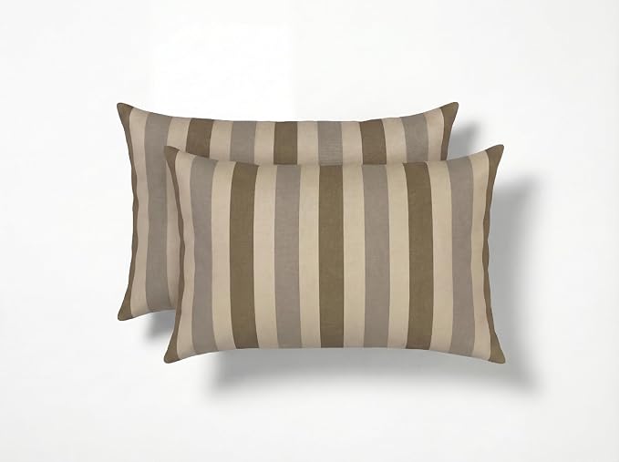 RSH DECOR: Sunbrella Lumbar Throw Pillows Set of 2 | 20" x 12" | Water and Fade-Resistant Performance Fabric | Outdoor Pillow Covers with Down-Alternative Inserts | Made in USA (Portico Sparrow)
