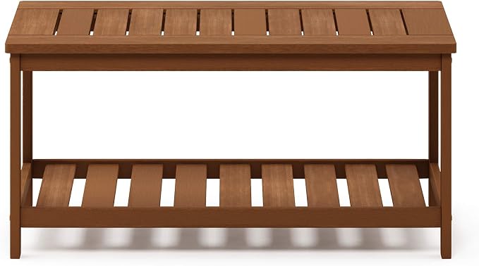 Furinno FG18508 Tioman Hardwood Patio Furniture 2-Tier Coffee Table in Teak Oil, Natural