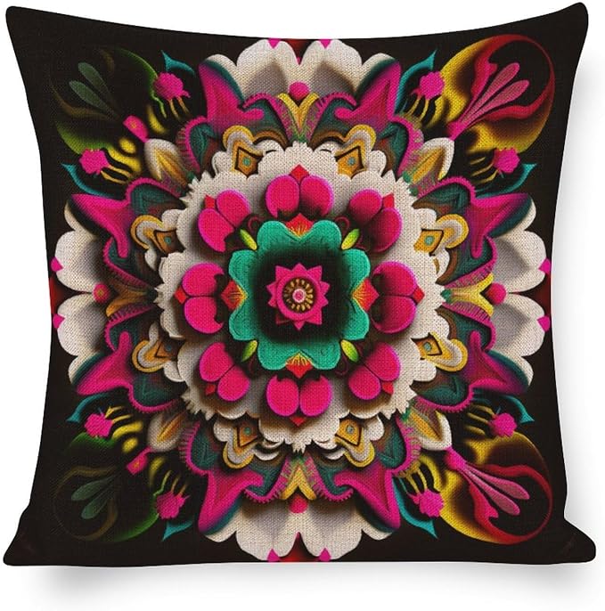 Modern Sofa Throw Pillow Cover Decorative Outdoor Linen Fabric Pillow Case Modern Blossom Pillows Mexican Flowers Pillow Covers Standard Size Home Decoration for Sofa Couch Living Bed Room 18"x18"