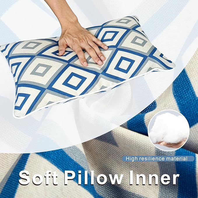 JMGBird Outdoor Throw Pillows Waterproof Outdoor Pillows with Inserts | 12x20 Pillow Insert Outdoor Lumbar Pillows Weather Resistant Throw Pillow for Patio Furniture