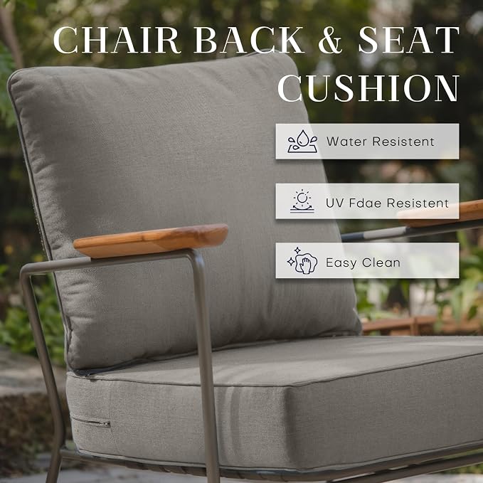 Luxury 24*24*6in Outdoor Patio Cushions, 6 Pieces Grey Outdoor Cushion | 6in Outdoor Patio Cushions, Water-Resistant, Reversible, Removable Cover, for Patio Chairs Sofa Couch Loveseat