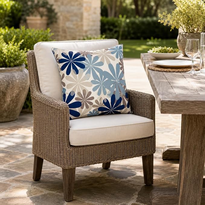 2 Pack Outdoor Throw Pillows 18x18 with Inserts, Water-Repellent | 2-pack 18x18 outdoor throw pillows with inserts, water-repellent polyester covers, hidden zippers, and indoor/outdoor style.