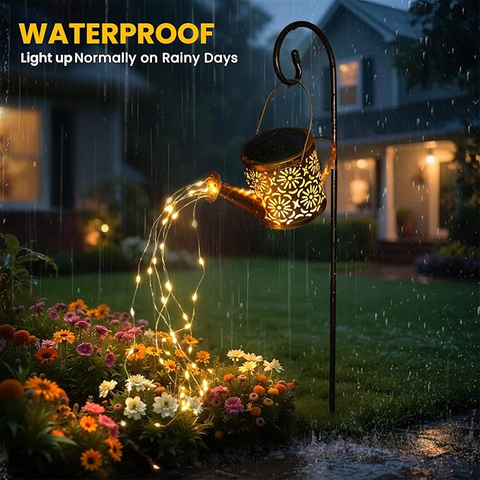Solar Garden Lights Outdoor Decoration, Metal Solar Watering Can Lights Outdoor Waterproof, Small Patio Light Yard Lawn Pathway Decor, Gardening Gifts for Women Mom Grandma