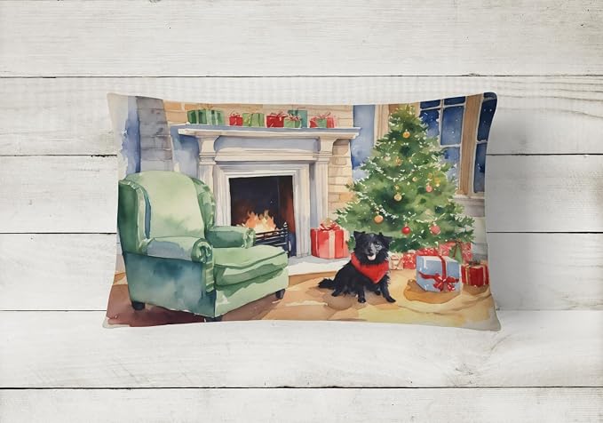Caroline's Treasures DAC2739PW1216 Schipperke Cozy Christmas Throw Pillow Machine Washable, Indoor Outdoor Decorative Pillow for Couch, Bed or Patio, 12HX16W
