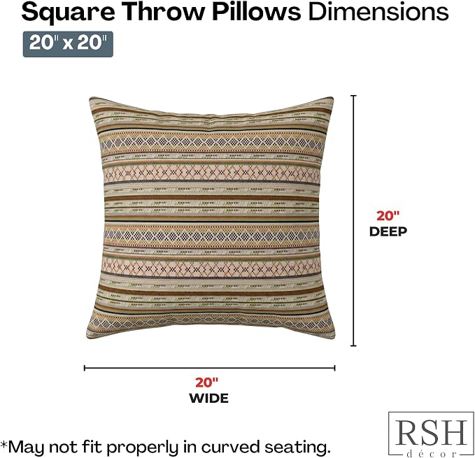 RSH DECOR: Sunbrella Square Throw Pillows Set of 4 | 20" x 20" | Water and Fade-Resistant Performance Fabric | Outdoor Pillow Covers with Down-Alternative Inserts | Made in USA (Chimayo Dew)