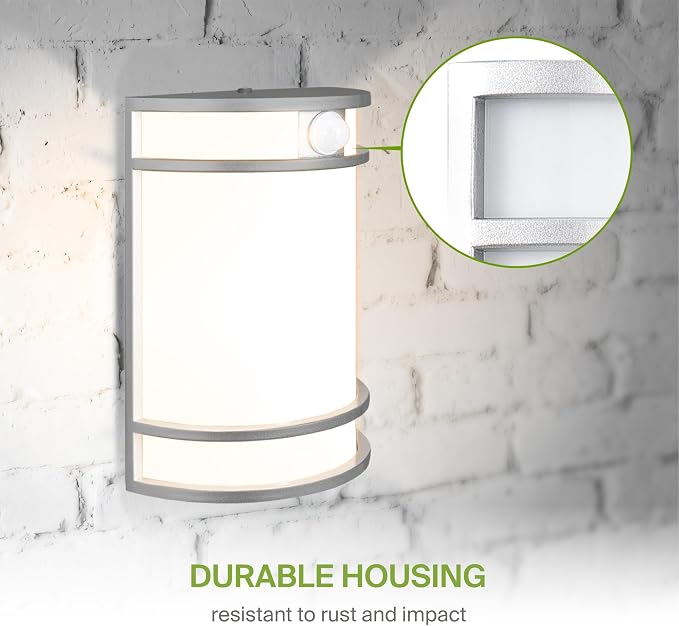 ASD 10 Inch Motion Sensor LED Outdoor Sconce Lights - 15W 120-277V 3000K 4000K 5000K Nickel Exterior Lighting Fixtures, Exterior Lights for House, Modern Patio Wall Light Fixture ETL, 4 Pack