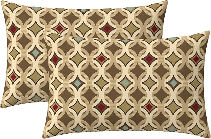 RSH DECOR: Sunbrella Jumbo Lumbar Pillows Set of 2 | 26" x 16" | Water and Fade-Resistant Performance Fabric | Outdoor Pillow Covers with Down-Alternative Inserts | Made in USA (Tango Mink)