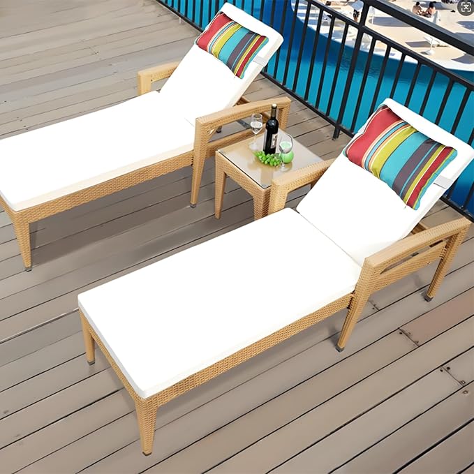 Enipate Outdoor Pillow for Chaise Lounge Chair Pack of 2 Water Resistant Headrest Lumbar Pillows with Adjustable Elastic Strap Removable Machine Washable for Pool Patio Beach Chair Garden Furniture