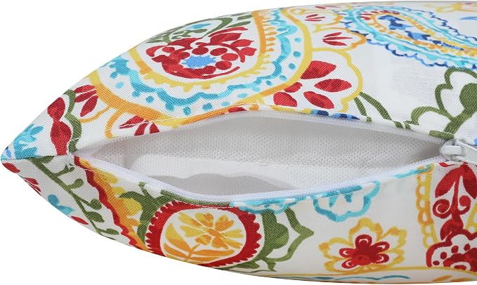 Water Resistant Outdoor Throw Pillows for Patio Furniture,18x18 Inch Decorative Pillows Set of 2 with Insert,Hidden Zipper Headrests for Sofa Couch Chair(Phoenix)