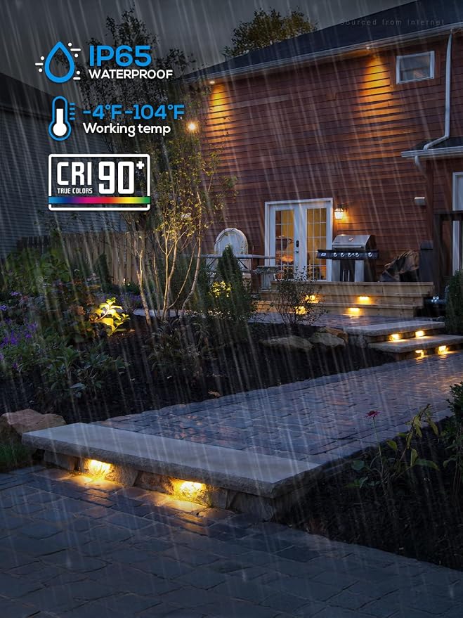 LEONLITE 4-Pack 7 Inch LED Hardscape Lighting, 3W/4W/5W, 2700K Soft White | Update Dimmable Retaining Wall Lights, Low Voltage Landscape Lighting, 12-24V AC/DC Paver Light, Outdoor Step Lights, ETL