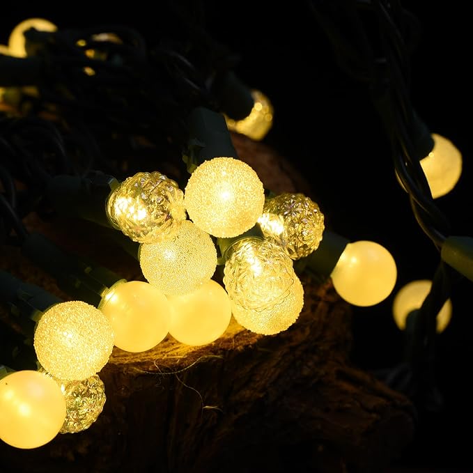 Globe String Lights, 300 LED Mix-Ball Fairy Lights Plug in UL Listed 100FT Christmas Tree Lights Christmas Outdoor Indoor Fairy Lights for Bedroom Tree Patio Party Garden Wedding, Warm White