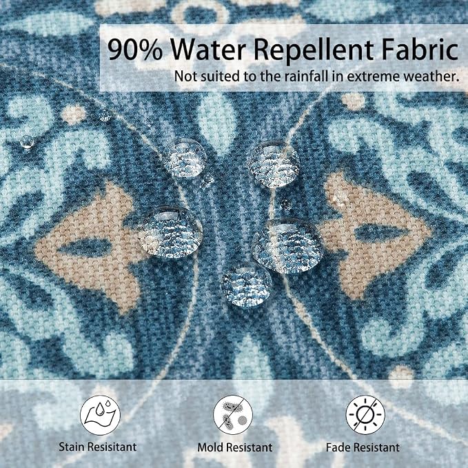 Magpie Fabrics Indoor Outdoor Cushion Cover Replacement 2 Pack, NO Insert! Water Repellent Slipcover with Ties Decor for Patio Garden Chair Sofa Bench Wicker(Morgan Medal Blue, 24x22x4 Inch)