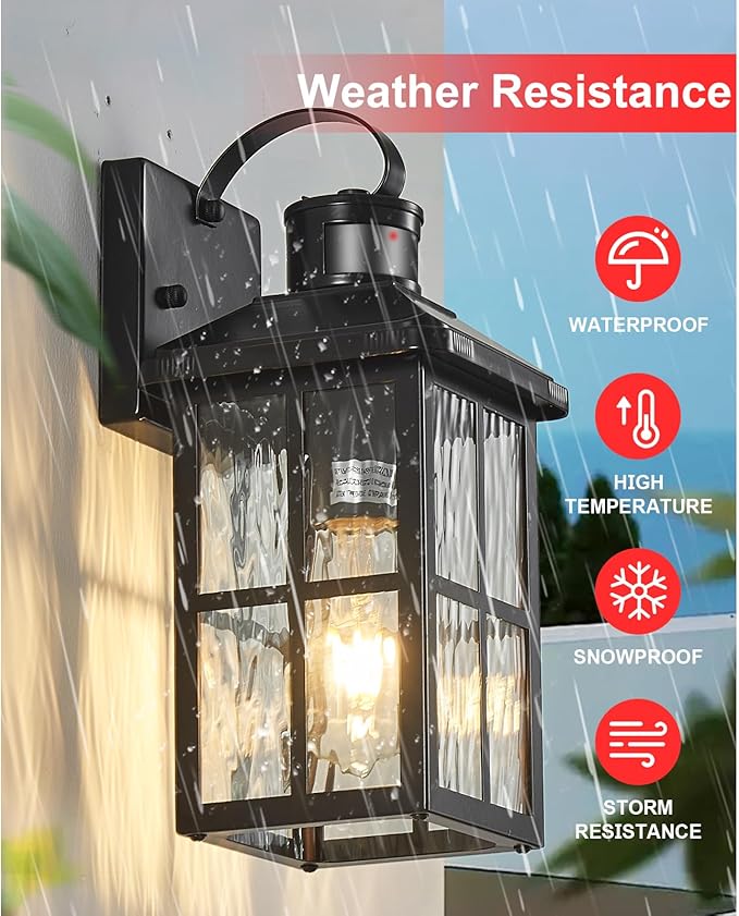 Porch Lights Outdoor with Remote, Motion Sensor Exterior Lighting Fixtures | 2 Pack Intelligent Outdoor Wall Lights, 4 Lighting Modes Outdoor Sconce Lights for House Patio Front Door Garage