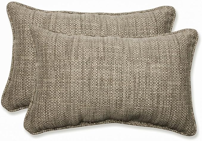 Pillow Perfect Remi Solid Indoor/Outdoor Lumbar Pillow Plush Fill, Weather and Fade Resistant, Lumbar - 11.5" x 18.5",, Grey, 2 Count