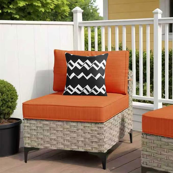 Adabana Outdoor Waterproof Geometric Pillow Covers Set of 2 18x18 Inch | Waterproof Throw Pillow Covers for Patio, Porch, Garden Furniture