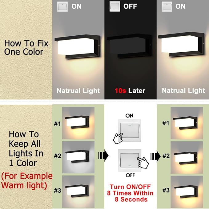 Outdoor Lights Wall Mounted,Modern LED Sconce Outside Wall Lamp, 3 Colors 24 Watts Outdoor Lights for House Corridor Porch Garage Cafe Villas Hotel Lighting