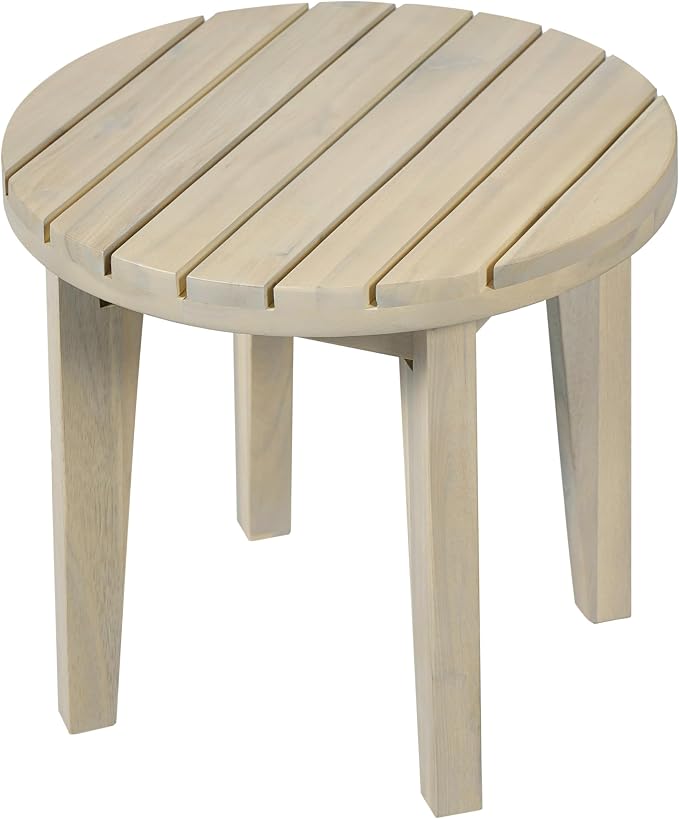 Christopher Knight Home Parker Acacia Wood Outdoor Coffee Table, Small Side Table for Patio Furniture Set, Solid Wood Round End Table for Patio/Deck/Garden, Light White