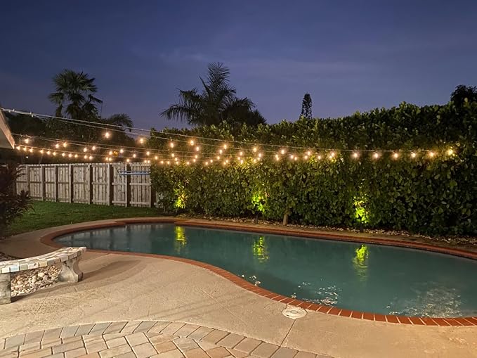 Brightech Ambience Pro Solar String Lights, Commercial Grade 48 ft | Outdoor String Lights, Waterproof Patio Lights, 15 Shatterproof LED Edison Bulbs for Outside & Porch, 1W Soft White
