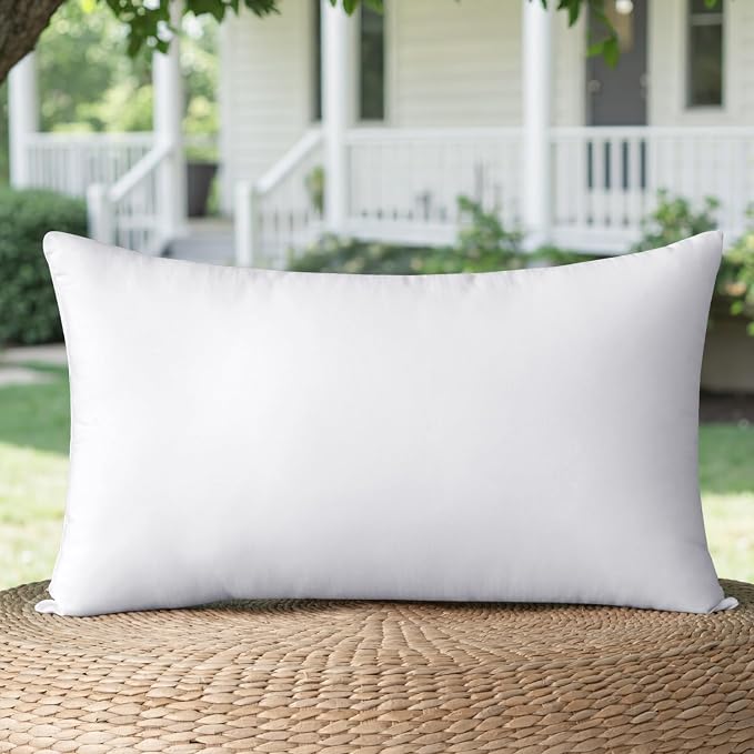 MIULEE 12x18 Inch Outdoor Pillow Insert Throw Pillow Insert | Water-Resistant Premium Outdoor Pillow Stuffer Sham Lumbar for Couch Sofa Patio Furniture Cushion Porch Swing