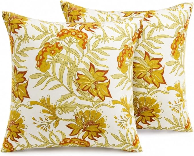 Waterproof Outdoor Throw Pillows with Inserts 18 x 18 Inch | Pack of 2 Decorative Patio Pillows, Square Outdoor Pillows for Patio Furniture Porch Garden Deck Balcony Couch and Sofa