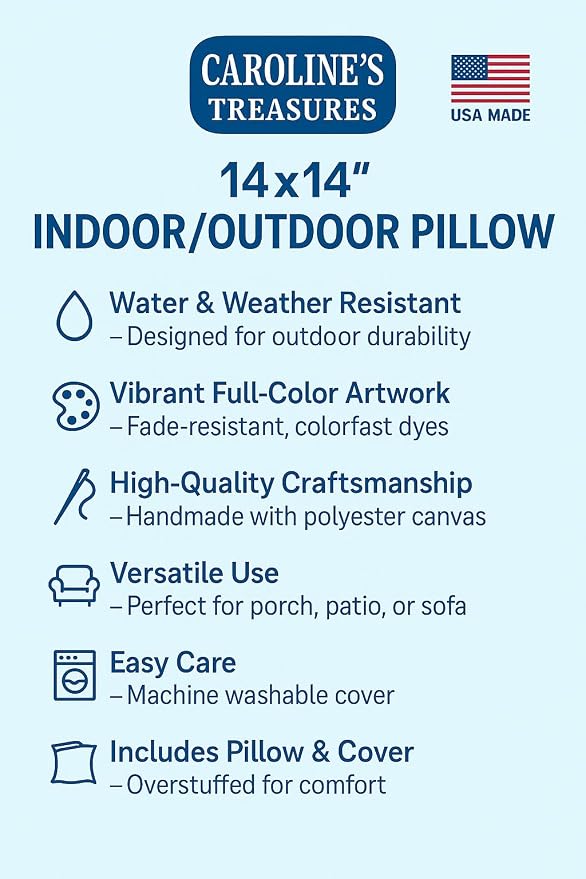 Caroline's Treasures 6077PW1414 Flower - Aster Fabric Decorative Pillow Machine Washable, Indoor Outdoor Decorative Pillow for Couch, Bed or Patio, 14Hx14W