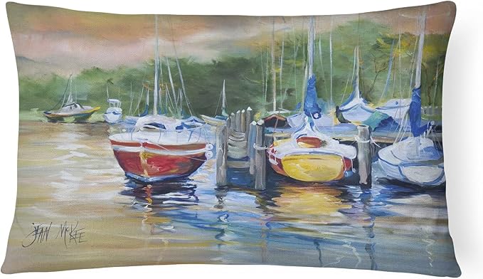 Caroline's Treasures JMK1086PW1216 Up The Creek Sailboat Canvas Fabric Decorative Pillow Machine Washable, Indoor Outdoor Decorative Pillow for Couch, Bed or Patio, 12HX16W