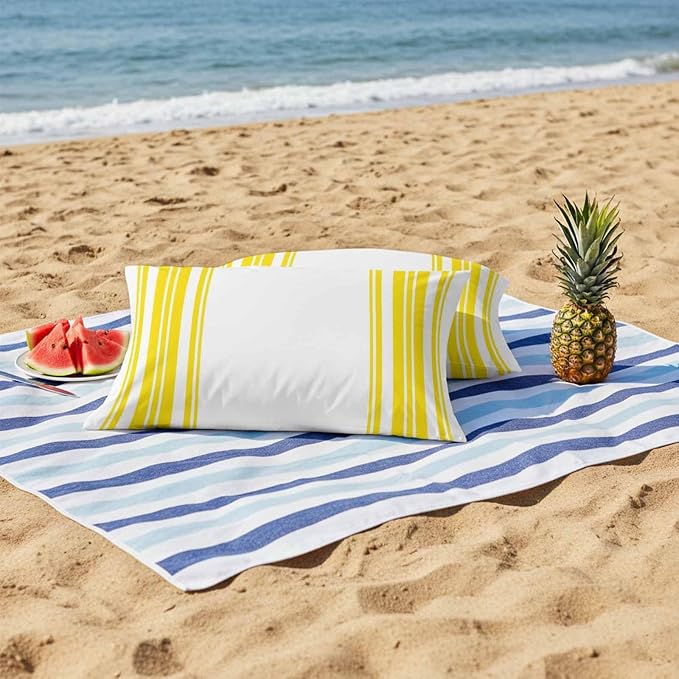 Outdoor Waterproof Throw Pillow Covers Set of 2 Yellow Stripes Lumbar Pillowcases 20x12 Inches White Vertical Striped Decorative Pillows Cushion Case Patio Pillows for Couch Bed Chair Garden