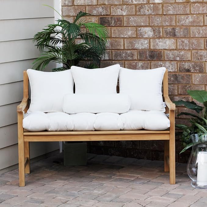 RSH DECOR: 6-Pack Red White & Blue Pillow Set | All-Weather Spun Fabric | Water & Fade-Resistant | Outdoor Pillows Lumbar, Square, & Neck Roll | Red & White Stripe, White, Navy Blue
