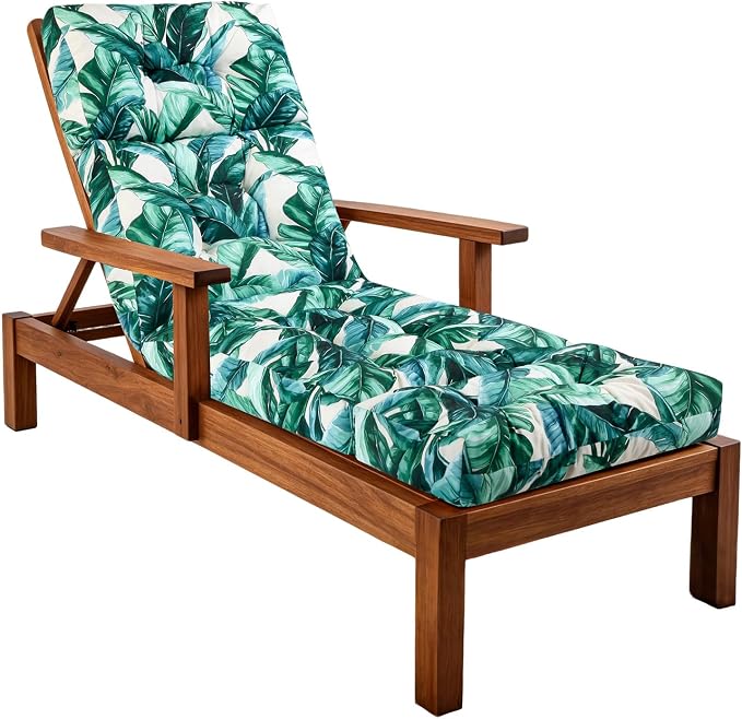 Patio Chaise Lounge Cushions, 70.5"x21"x4" Waterproof Replacement Beach Pool Lawn Outdoor Lounge Chair Cushion, Non-Slip Bottom & Secure Ties for Outdoor Furniture，Agave, 1Count