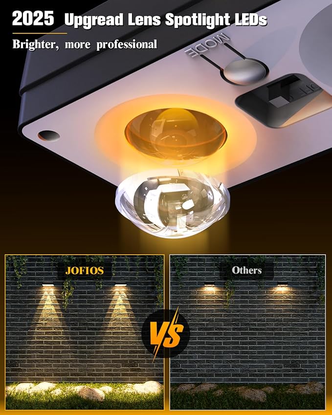 JOFIOS Solar Fence Lights 20 Pack, 50 Lumens Outdoor Solar Lights with 12 Modes RGB Color Glow LED，Waterproof, Solar Lights for Patio, Backyard, Deck, Fence, Railing