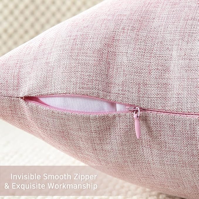 OTOSTAR Outdoor Waterproof Throw Pillow Covers Garden Decorative Cushion Case Pillow Covers Square Outdoor Pillowcases Patio Pillows for Couch Sofa Tent Balcony Home Decor 18x18 Inch Pack of 4 (Pink)