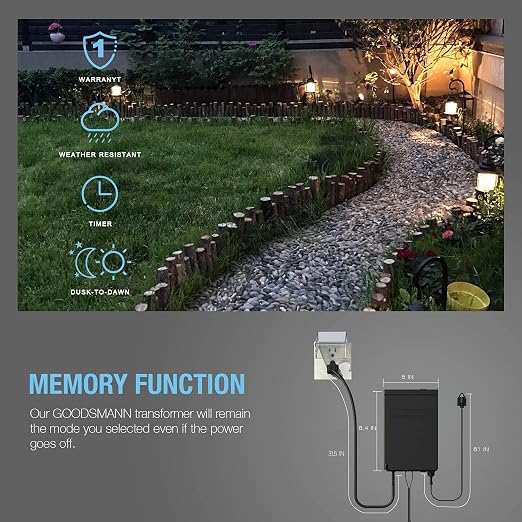 Low Voltage Transformer 300 Watt with Timer, Photo Eye Sensor and Weather Shield for Outdoor Lighting Metal Transformer 120V AC to 12V AC 9920-0300-01